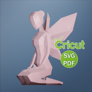 Papercraft Fairy Women Sculpture, SVG, PDF, Cricut, Papercraft Women, Paper Sculpture, Low Poly, Download DIY, Low Poly, Trophy, 3D Mode