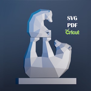 Papercraft Bär und Jungtier, SVG, PDF, Cricut, digitale Vorlage, Origami Bär, Download DIY Panda, Low Poly, Trophäe, Skulptur, 3D Modell Tier