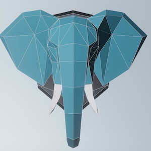 Papercraft Elephant, SVG, PDF. Paper Craft Elephant Model, Elephant PDF template, 3D Paper Sculpture, Low poly pattern Trophy, Origami