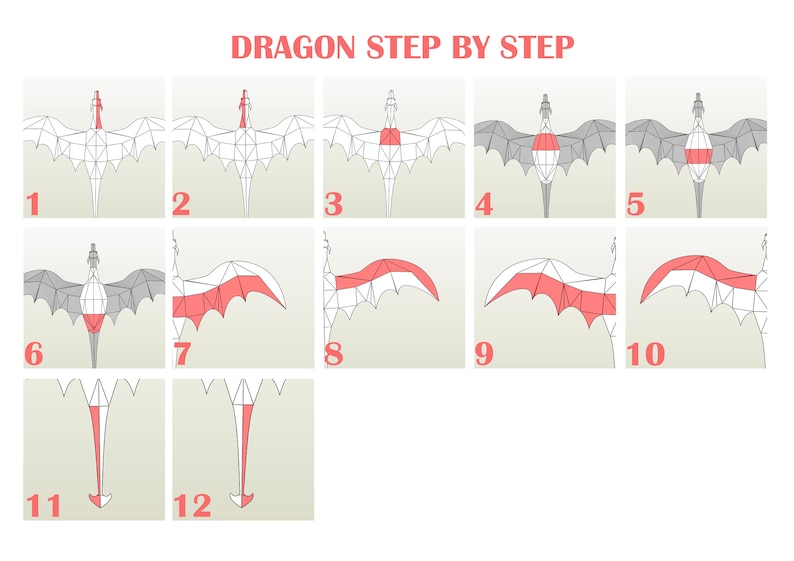 Papercraft Hanging Dragon PDF SVG Papercraft Low Poly Wall - Etsy