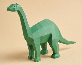 Brachiosaurus Papercraft Model, Low Poly Dinosaur (PDF Papercraft)