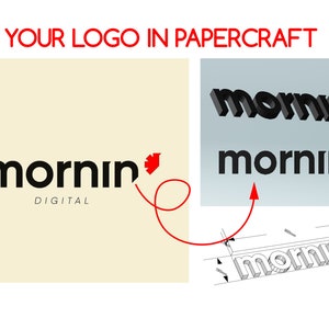 Custom Logo Papercraft, SVG, PDF, DXF Template, Logo from Paper, Cardboard, Low poly Letters, Low poly2, Wall Decor, Brand, 2-3 days