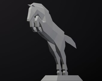 Low Poly Papercraft Horse Sculpture, DIY Decor (PDF Pattern)