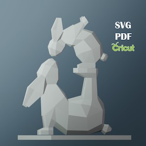 Papercraft Rabbit, SVG, PDF. Paper Craft Rabbit Model, Rabbit PDF template, 3D Rabbit sculpture, Low poly pattern Rabbit, Origami Animal