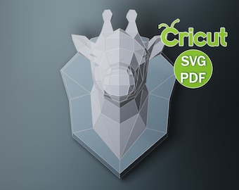 Papercraft Giraffe, 3D Low Poly Sculpture (SVG, PDF)