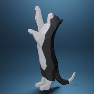 Cat Papercraft, 3D PDF SVG DXF Template, Papercraft Animals, Low Poly Diy, Paper 3D Art, Diy Paper Statue, Silhouette Studio, Cricut Paper