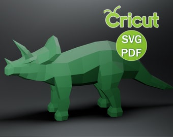 Triceratops papperspyssel, dinosaurie papperspyssel skulptur, Triceratops origami, Jurassic Park, dinosauriepresenter, utskrivbart 3D-pussel, dinosaurie 3D