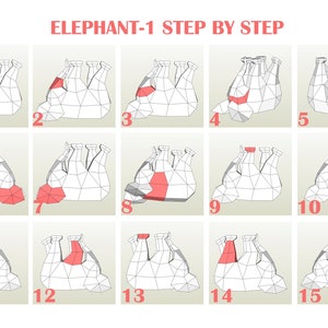 Papercraft Elephant and Cub, SVG, PDF, Cricut, Digital Template ...