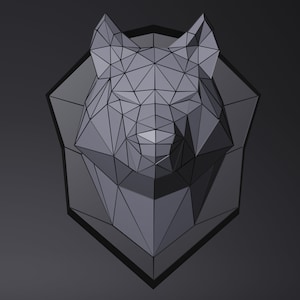 SALE Papercraft Wolf, SVG, PDF. Paper Craft Wolf Angry Model, Wolf Pdf template, 3D dog sculpture, Low poly pattern Wolf , Origami Animal