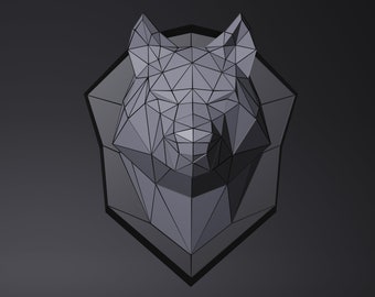 SALE Papercraft Wolf, SVG, PDF. Paper Craft Wolf Angry Model, Wolf Pdf template, 3D dog sculpture, Low poly pattern Wolf , Origami Animal