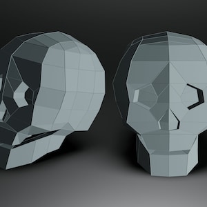 Papercraft Skull, PDF, SVG, DXF, Realistic Low poly | 3D Polygon Sculpture, Digital Download, | Including Dxf, Origami, Download Paper Skull