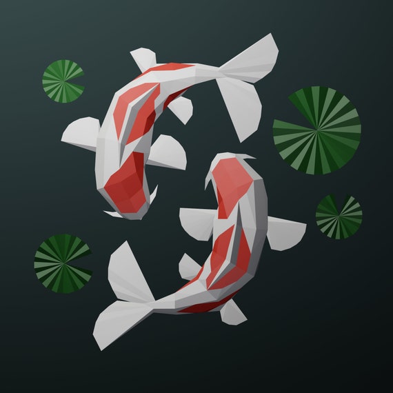 Koi Fish Paper Craft Digital Template Origami PDF Download Etsy