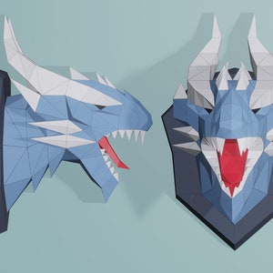 Papercraft Dragon, SVG, PDF. Paper Craft Dragon Model, Dragon Angry PDF template, 3D Paper Sculpture, Low poly pattern Trophy, Origami