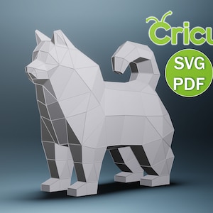 Samoyed Dog Papercraft, PDF, SVG Dog Low Poly, Papercraft, Papercraft 3d, PDF, Gift, Low Poly Papercraft, Papercraft Pdf, Diy Animal