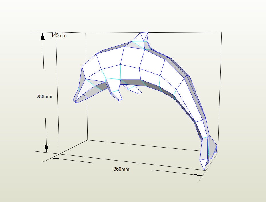 Décoration murale joyeux dauphin, modèle PDF Papercraft, bricolage