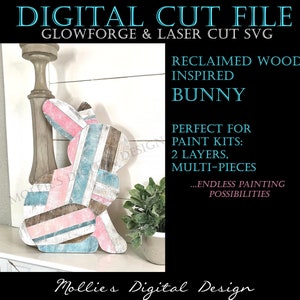 Glowforge SVG File | Reclaimed Wood Inspired Bunny | Digital Laser Cut ...