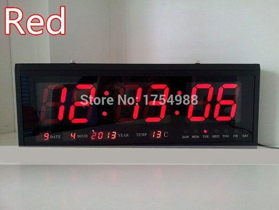 Reloj De Pared Digital Led Letras Rojas