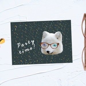 Party Time Greeting Card Birthday Celebration Fox Funny Stars Cosmic Crazy