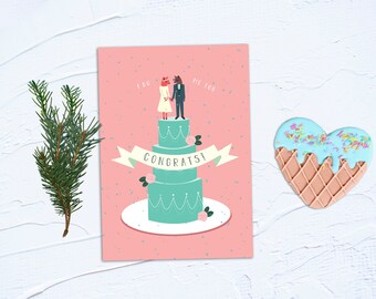 Foxes on a wedding cake Wedding Congratulations Greeting Card Celebration  Marriage
