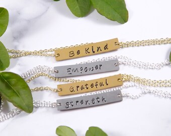 Custom Stamped Rectangle Bar Necklaces