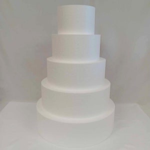 5 Piece Round Foam Fake Cake Set / Dummy Cake Set - 6&quot; 8&quot; 10&quot; 12&quot; 14&quot; wide -- Stack up to 5 Tiers - 3 sizes