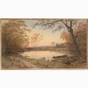 Vintage Herbst Landschaft, Samsung Rahmen TV Kunst Vintage Herbst Landschaft, Rahmen TV Kunst Herbst, Rahmen TV Kunstwerk Vintage Herbst Kunst mit Teich