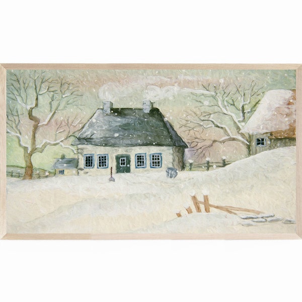 Samsung Frame TV Art Cozy and Charming Winter Landscape, Frame TV Art Snowy Winter Cottage, Winter Frame TV Art, Winter Digital Tv Art