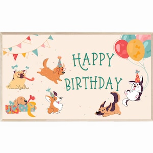 Hunde Thema Samsung Rahmen TV Kunst Geburtstag, Rahmen TV Kunst alles Gute zum Geburtstag Doggy Kunst, alles Gute zum Geburtstag Rahmen TV Kunst mit Hunden, Welpen Geburtstag Tv Kunst