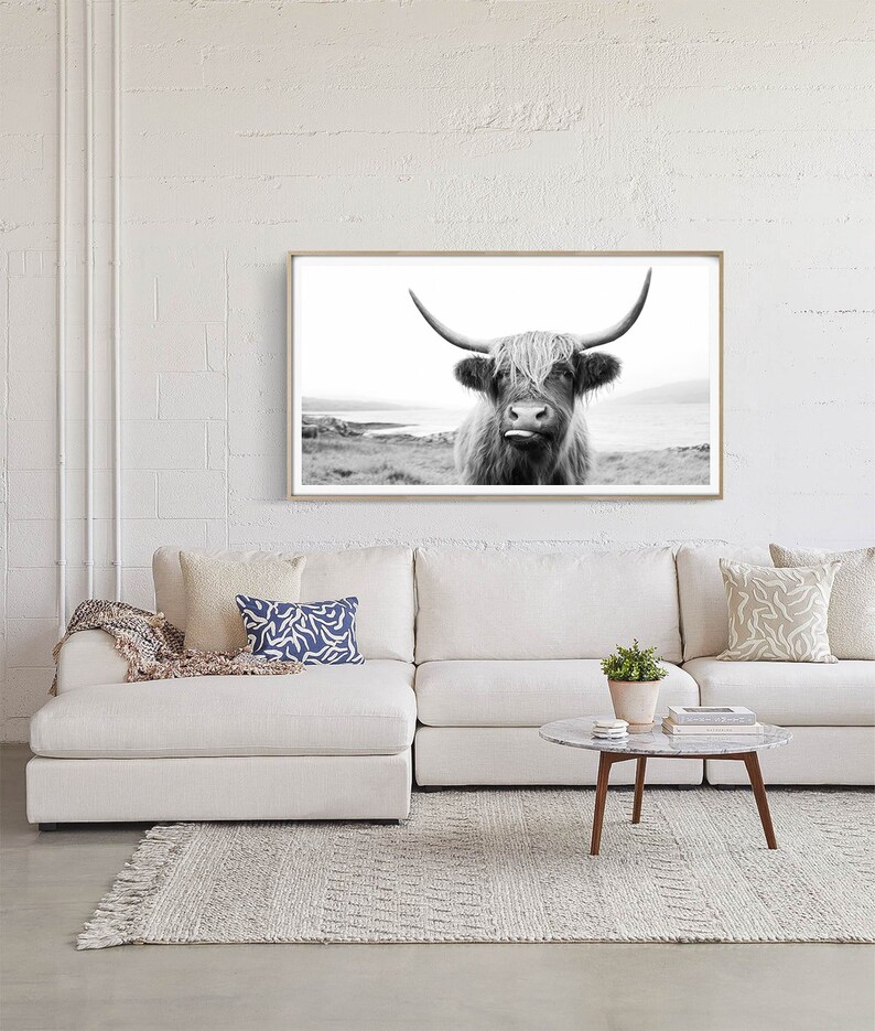Highland Cow Black & White Photo Samsung Frame TV Art Etsy Canada