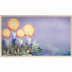 Christmas Advent Candles & Wreath Watercolor Art for the Samsung Frame TV