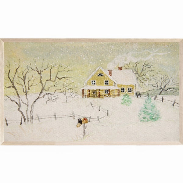 Samsung Frame TV Art Cozy Winter Landscape, Frame TV Art Snowy Winter Cottage, Winter Frame TV Art, Winter Digital Tv Art