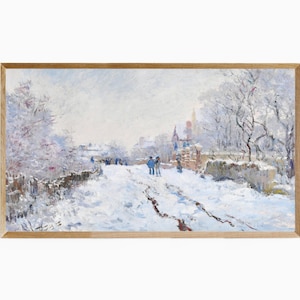 Samsung Frame TV Art Monet, Winter Landscape, Snow at Argenteuil, Frame TV Artwork Monet, Digital Download, Monet Oil Painting,TV Art Famous