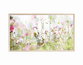 Samsung Frame TV Art Spring Painting, Field of Wildflowers, Spring TV Art, Digital Art for TV, Watercolor Art for Tv, Spring Wildflowers
