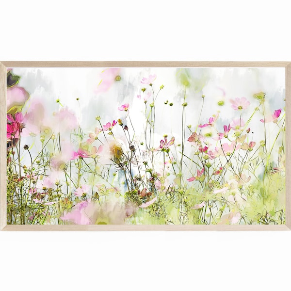 Samsung Frame TV Art Spring Painting, Field of Wildflowers, Spring TV Art, Digital Art for TV, Watercolor Art for Tv, Spring Wildflowers