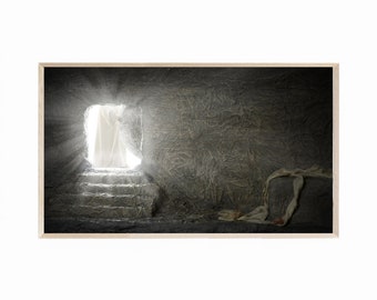 Samsung Frame TV Art Easter, Christ's Tomb, He is Risen, Christian Digital Download for TV, Resurrection Art, Religious Easter TV Artwork