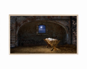 Samsung Frame TV Art Christmas Babe in the Manger, Frame TV Artwork Christmas Babe in the Manger, Christmas Frame TV Download, Christian Art
