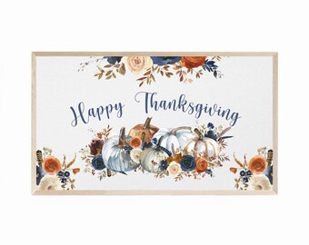 Samsung Frame TV Art Happy Thanksgiving Aquarelle, Happy Thanksgiving Pumpkins Aquarelle Art dans la marine et la rouille