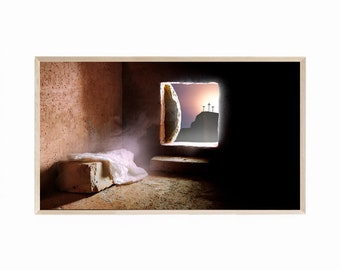 Samsung Frame TV Art Easter, Christ's Tomb, He is Risen, Christian Digital Download for TV, Resurrection Art, Religious Easter TV Artwork