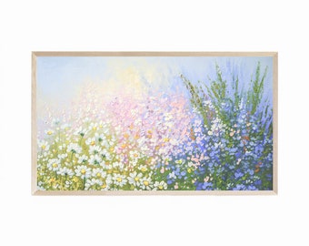 Samsung Frame TV Art Spring Flowers, Frame TV Art Pastel Painting, Floral Oil Painting, Spring TV Art, Spring Painting, Frame Tv Art Flowers