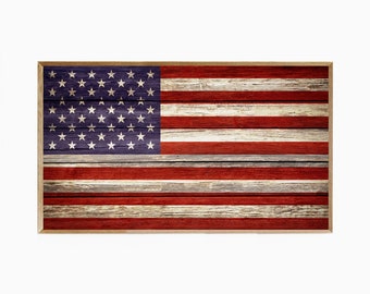 Samsung Frame TV Art Farmhouse 4th of July, Frame TV Art Rustic 4th of July, Independence Day, Frame TV Art Rustic American Flag, 16:9 4K