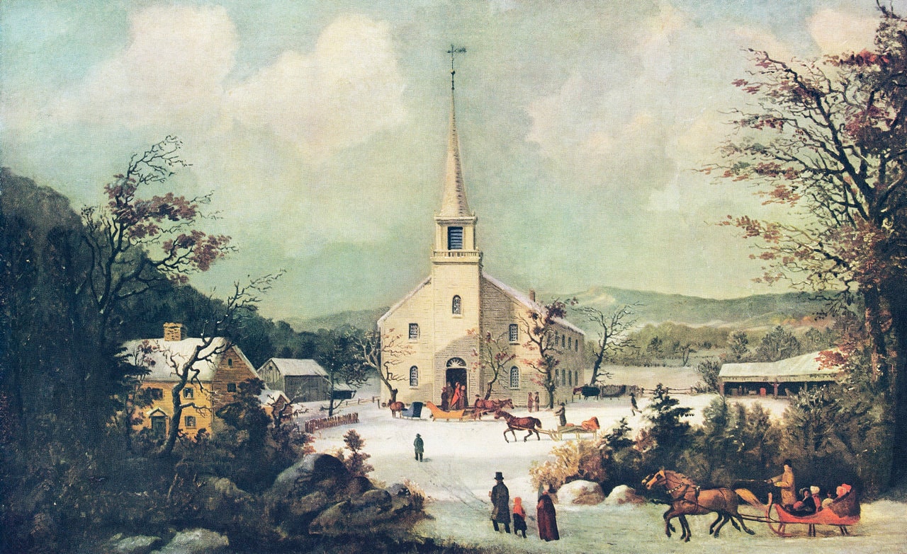Vintage Currier & Ives Going to Church on Christmas Morning Etsy