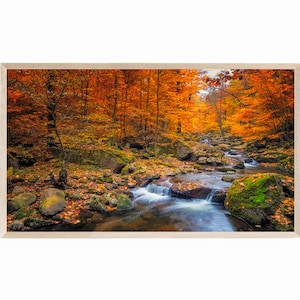 Frame TV Art Fall Foliage & Creek, Samsung Frame TV Art Fall Trees and Creek, Frame TV Art Fall Landscape with Creek, Fall Digital Tv Art