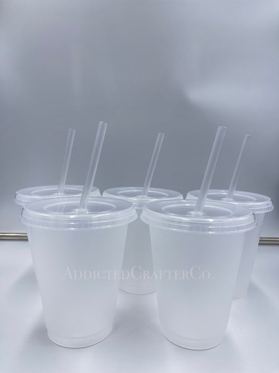 5 Pack of 24oz & 16oz Clear Transparent Cold Cup / Blank Cup / 