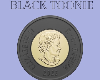 2022 Canada Honouring Queen Elizabeth Black Ring Toonie Coin. UNC Two Dollar, From Special Wrap Roll, Canadian Collector Coin, Canadien Noir