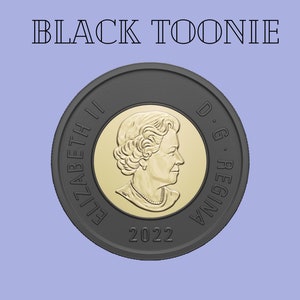 2022 Canada Honouring Queen Elizabeth Black Ring Toonie Coin. UNC Two Dollar, From Special Wrap Roll, Canadian Collector Coin, Canadien Noir