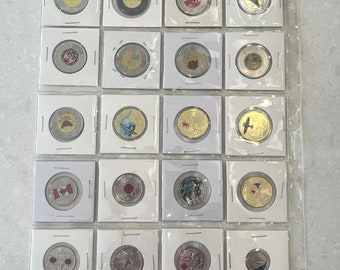 Colored Canadian Coin, Canadian Rare Coins, Random Surprise Mix Uncirculated Coins, Coin Collection Gift, Coloured Toonies, Loonie, UNC BU