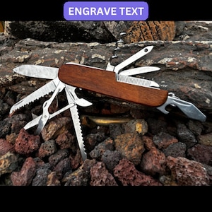 Regalo de multiherramienta personalizado, texto personalizado grabado, navaja de bolsillo personalizada, destornillador, multiherramienta de madera, regalo para papá, regalo para abuelo, regalo para jefe
