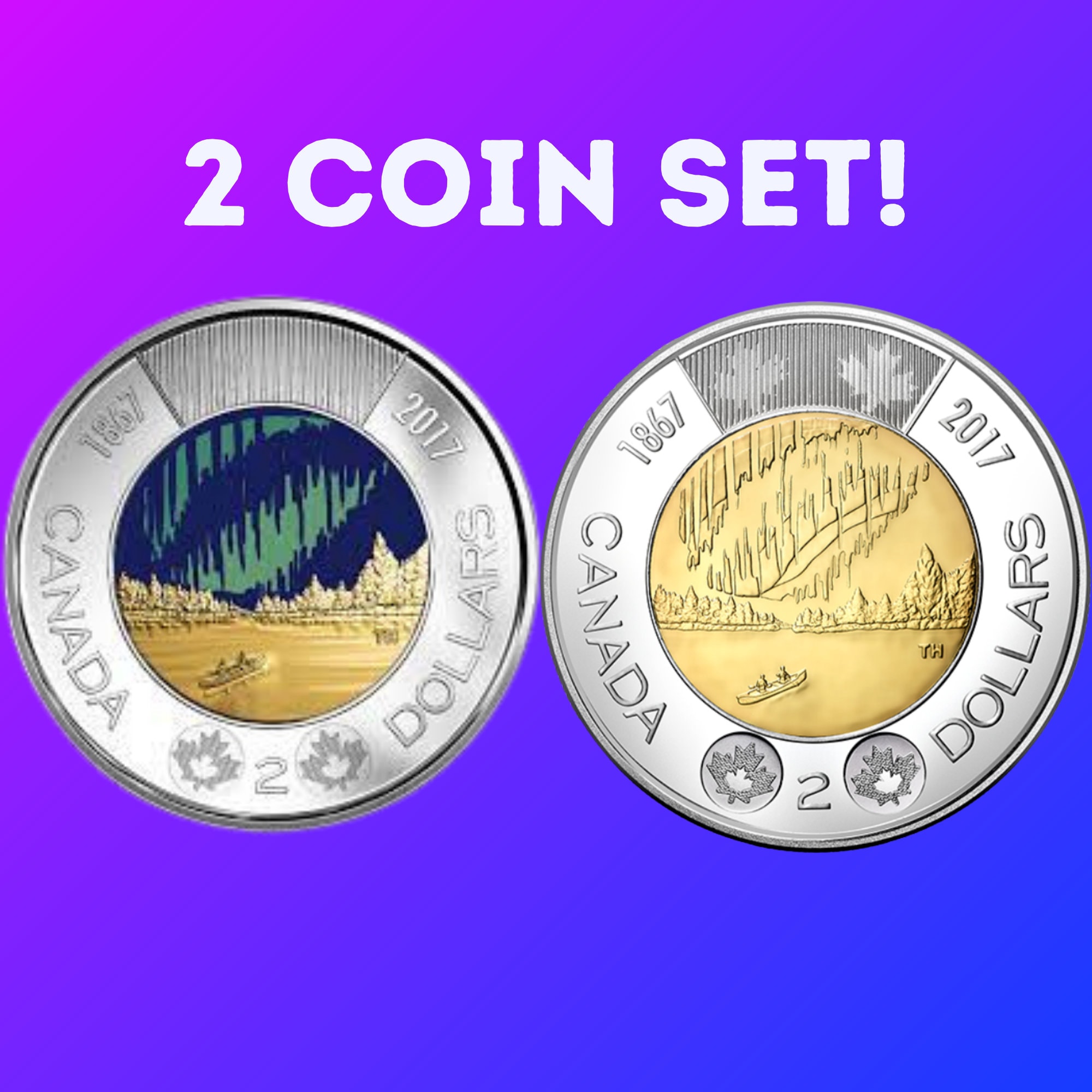 Danza de los espíritus que brilla en la oscuridad, Toonie Coin BU, juego de monedas de 2 dólares de Canadá 2017, juego de monedas canadienses UNC coloreadas y no coloreadas, regalo raro