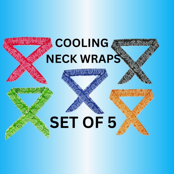 Cooling Neck Wraps Set of 5, Bandana Bandana, Scarf, Golfers gift, Gardening essential, Rave Headband, Rempli de cristaux de refroidissement, Froid