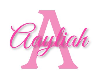 Unframed Handmade Nursery or Kids Room Name Wall Art Print, Pink, 8x10 or 8.5x11, Landscape, Premium Photo Paper or Heavy Cardstock